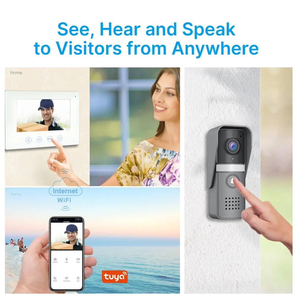 7英寸WIFI AHD可视门铃 #RL-B17U-TY-，支持Tuya智能APP远程监控、对讲和开锁。- 200万像素AHD摄像头。- 可选16种铃声。- 支持电锁和门禁连接。_02