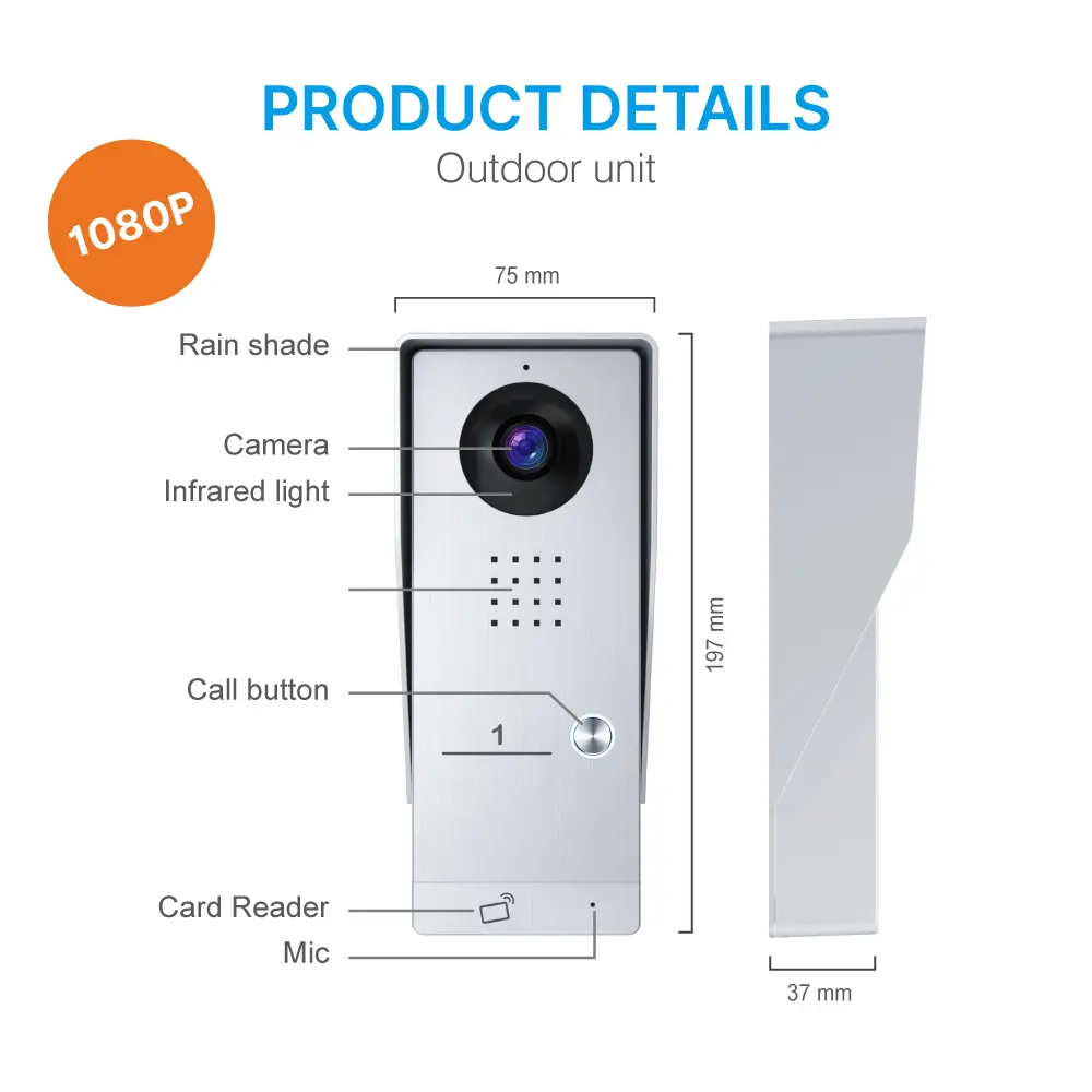7英寸 WiFi AHD 视频门铃 # RL-B17AE-TY- 夜间摄像机红外补光。- 可远程电动解锁和机械开锁。- 通过 Tuya 智能 App，支持远程监控、对讲和开锁。- 200 万像素 AHD 摄像头。- 可选 16 种铃声。_ 08