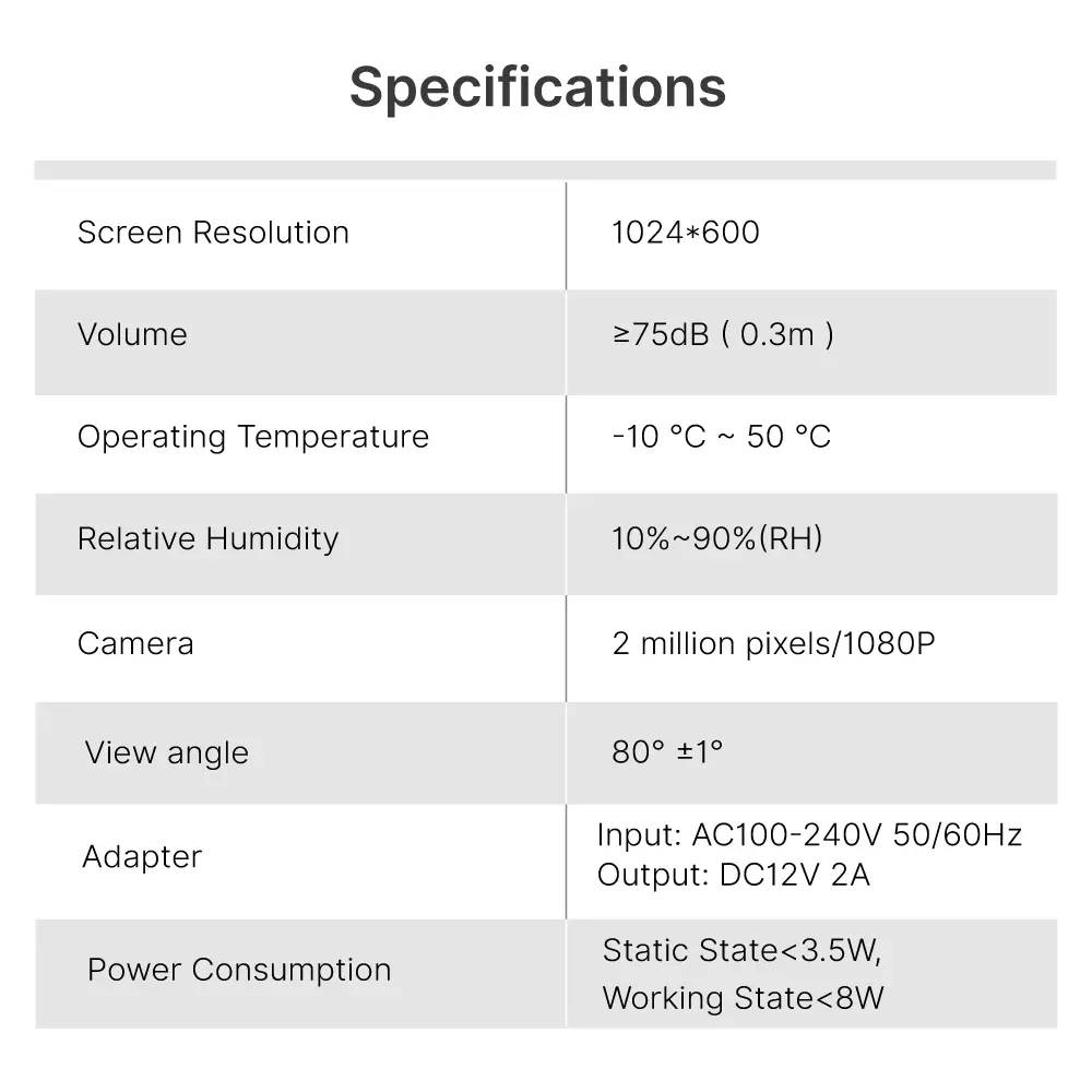 可视门铃，RL-B17F-TY, 4 芯线，Tuya WiFi，7英寸 FHD 屏幕，1024*600，108万像素高清摄像头，免提通话，远程开锁_12